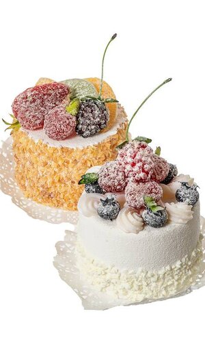 3" FRUIT CAKE WHITE/CREAM PKG/2