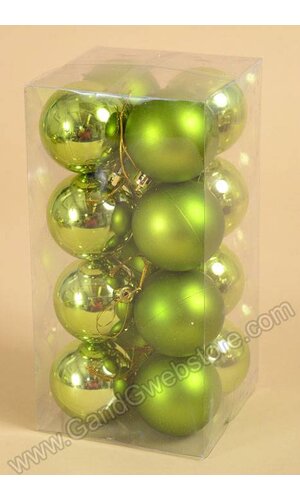 60MM SHINY & MATTE PLASTIC BALL APPLE GREEN PKG/16