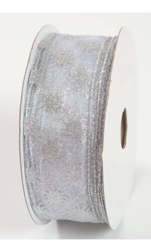 2.5" X 50YDS WIRED MILKY WAY RIBBON WHITE/SILVER