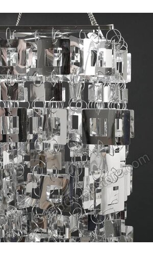 41" TWO TIER SQUARED PVC CHANDELIER W/BEADS SILVER