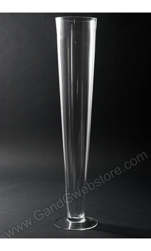 5" X 4.75" X 23.5" FLUTED GLASS VASE CLEAR