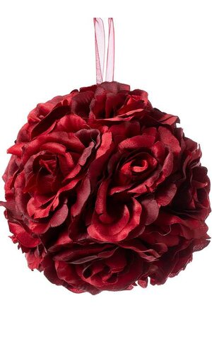 5" ROSE KISSING BALL RED
