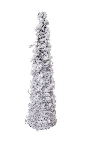 24" FLOCKED TWIG CONE TREE FROSTED WHITE