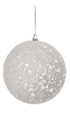 150MM BALL CLEAR WITH TRANSPARENT BALL BAG WHITE LACE FLOWERS