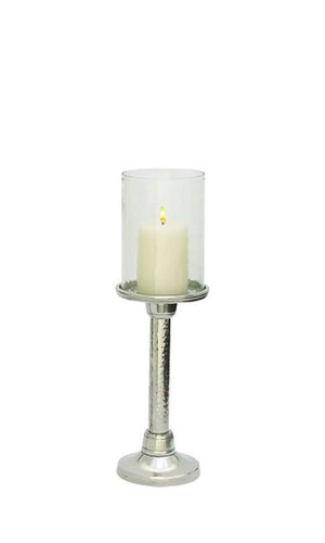 18" HALUM GLASS CANDLE HOLDER SILVER