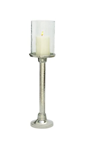 22" HALUM GLASS CANDLE HOLDER SILVER