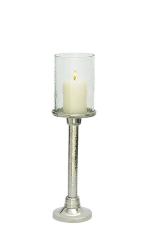 20" HALUM GLASS CANDLE HOLDER SILVER