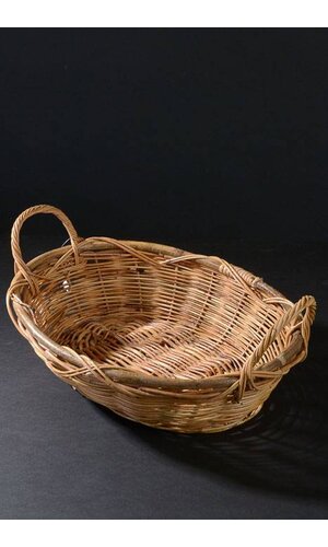 16" OVAL RATTAN TRAY BROWN