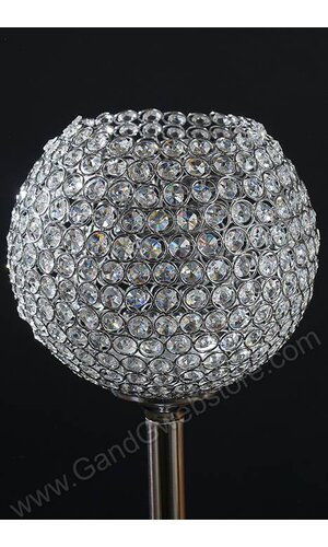 37" CRYSTAL BEAD CANDLE HOLDER SILVER