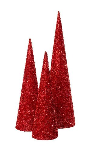 15/18/24" TREE W/GLITTER/SEQUIN/BEADS RED SET/3