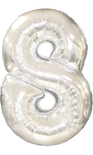 42" NUMBER EIGHT SHAPE-A-LOON SILVER