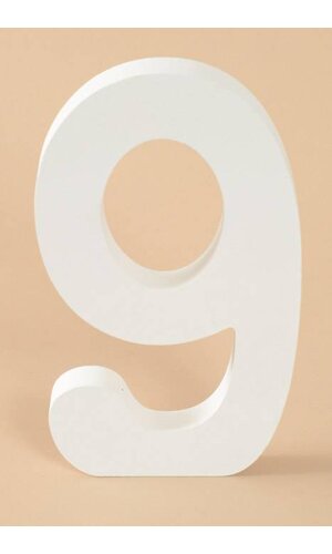 8" WOODEN NUMBER 9 WHITE