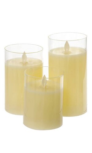 4/5/6" REMOTE CONTROL MOVING FLAMELESS LED PILLAR CANDLE PKG/3
