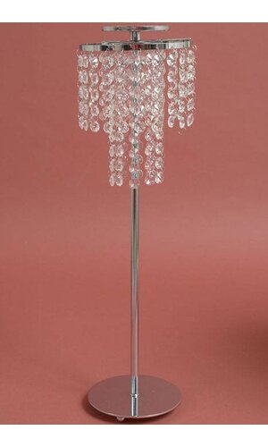 22" CRYSTAL DROP CANDLE HOLDER STAND CLEAR/SILVER