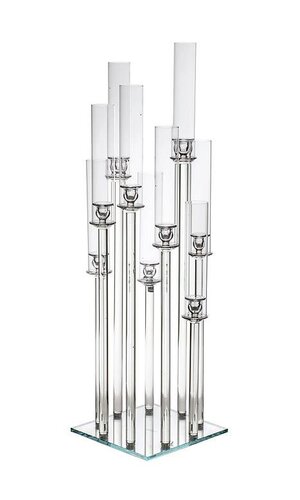 9-LITE GLASS CANDLE HOLDER STAND CLEAR