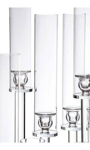 9-LITE GLASS CANDLE HOLDER STAND CLEAR