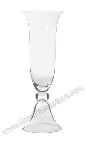 8.75" X 23.5" GLASS GARNIER VASE CLEAR
