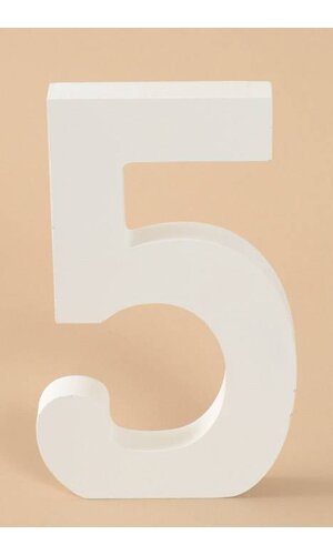 8" WOODEN NUMBER 5 WHITE