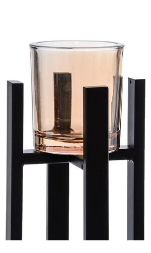 11.5" METAL CANDLE HOLDER W/GLASS