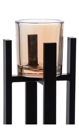 9.5" METAL CANDLE HOLDER W/GLASS