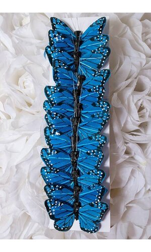 2" FEATHER BUTTERFLY BLUE PKG/12