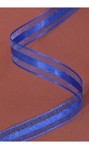 3/8" X 25YDS ORGANZA RIBBON W/SATIN MIDDLE NAVY BLUE