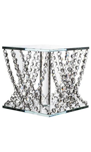 8 X 8"H SQUARE CAKE STAND W/CRYSTAL BEAD CLEAR