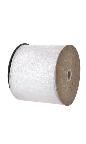 4" X 10YDS Satin Frosted Glitter - White
