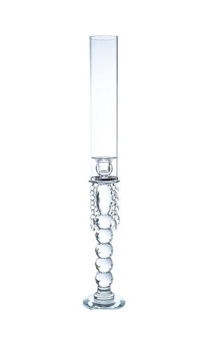 22.75" CRYSTAL CANDLE HOLDER W/BEADS CLEAR