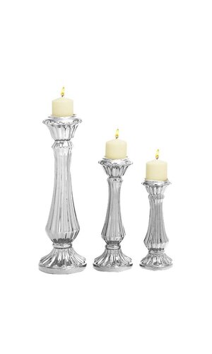 CERAMIC CANDLE HOLDER SILVER