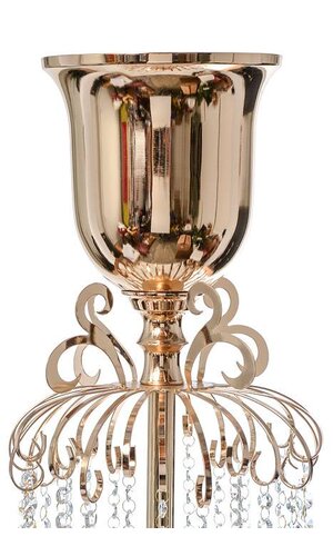 8" X 48" METAL CANDLE HOLDER/BOUQUET STAND GOLD