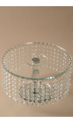 13" X 7.5" ROUND CRYSTAL BEAD CAKE STAND