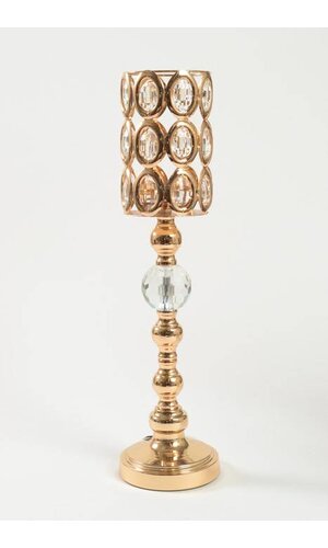 22" CRYSTAL CANDLE HOLDER STAND GOLD