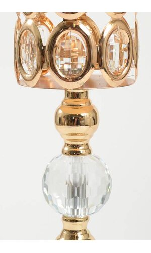 19" CRYSTAL CANDLE HOLDER STAND GOLD