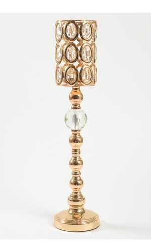 24" CRYSTAL CANDLE HOLDER STAND GOLD