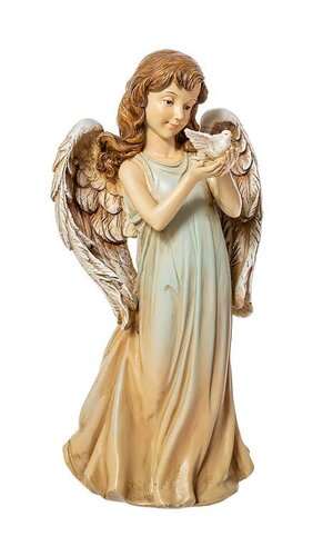 12.5" ANGEL GIRL HOLDING A DOVE