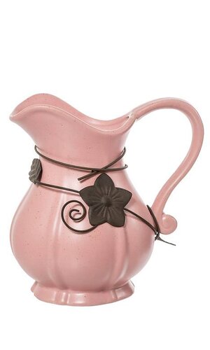 6.75" PITCHER WITH FLOWER PINK