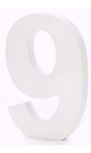 6" WOODEN NUMBER 9 WHITE