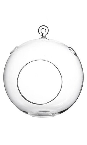 7.5" HANGING CANDLE HOLDER ROUND GLASS CLEAR