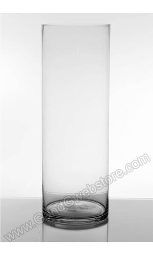 8" X 24" CYLINDER GLASS VASE CLEAR CS/4