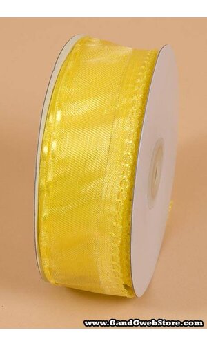 1.5" X 25YDS SIDE PULL BOW W/WHITE TRIM YELLOW
