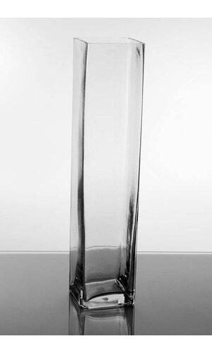 4" X 4" X 18" SQUARE VASE CLEAR
