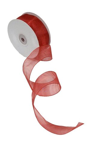 1.5" X 25YDS WIRED SHEER RIBBON RED