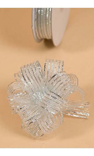 5/8" X 25YDS CORSAGE PULL RIBBON SILVER
