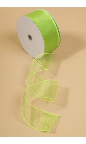 2.5" X 50YDS WIRED SHEER SPRING RIBBON LIME #40