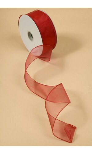 2.5" X 50YDS WIRED SHEER SPRING RIBBON RED #40