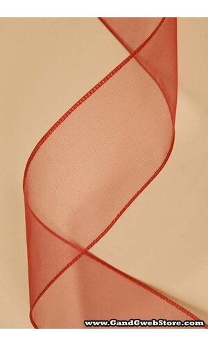 2.5" X 50YDS WIRED SHEER SPRING RIBBON RED #40