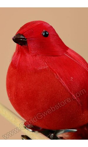 7" LONG TAILED BIRD W/CLIP RED
