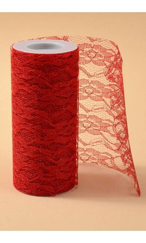 6" X 10YDS SPARKLE LACE RED