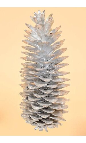 13" PAINTED/GLITTERED SUGAR CONE SILVER